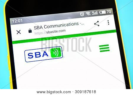 Berdyansk, Ukraine - 12 May 2019: Illustrative Editorial Of Sba Communications Website Homepage. Sba