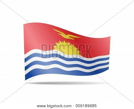Waving Kiribati Flag In The Wind. Flag On White Vector Illustration