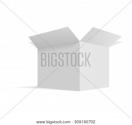 Isometric Opened Cardboard Box Packaging Template Isolated, Vector Illustration Design.