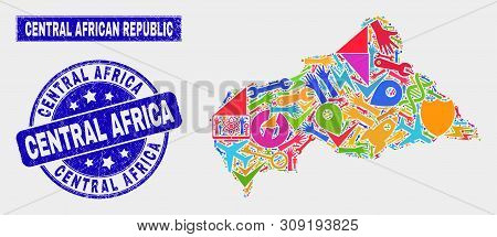 Mosaic Service Central African Republic Map And Central Africa Stamp. Central African Republic Map C