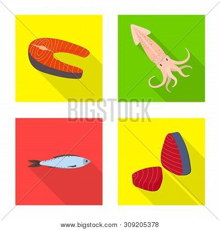 Vector Design Of Product And Ocean Symbol. Set Of Product And Restaurant Stock Vector Illustration.