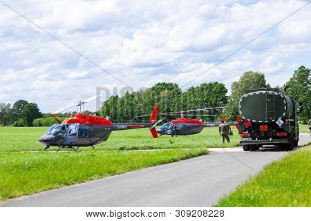 Bueckeburg / Germany - June 13, 2019: Bell 206b Jetranger Iii Flies For Military Training Missions O