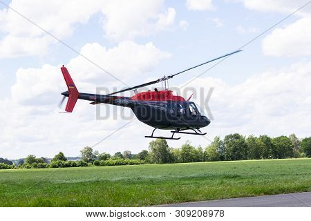 Bueckeburg / Germany - June 13, 2019: Bell 206b Jetranger Iii Flies For Military Training Missions O
