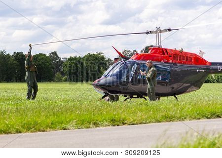 Bueckeburg / Germany - June 13, 2019: Bell 206b Jetranger Iii Flies For Military Training Missions O