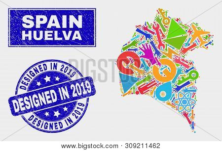 Mosaic Industrial Huelva Province Map And Designed In 2019 Seal Stamp. Huelva Province Map Collage F