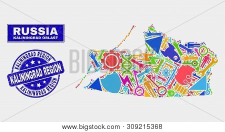 Mosaic Technology Kaliningrad Region Map And Kaliningrad Region Seal Stamp. Kaliningrad Region Map C
