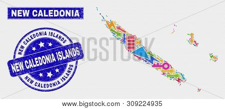 Mosaic Service New Caledonia Islands Map And New Caledonia Islands Stamp. New Caledonia Islands Map 