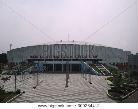 Jakarta, Indonesia - June 17, 2019: The Building Of Jakarta International Velodrome In Ramawangun.
