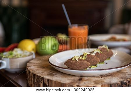Healthy vegeterian food. Spring vitamin dieting food. Pate from red beans.