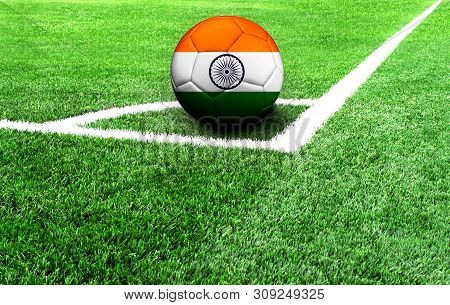 Soccer Ball On A Green Field, Flag Of India