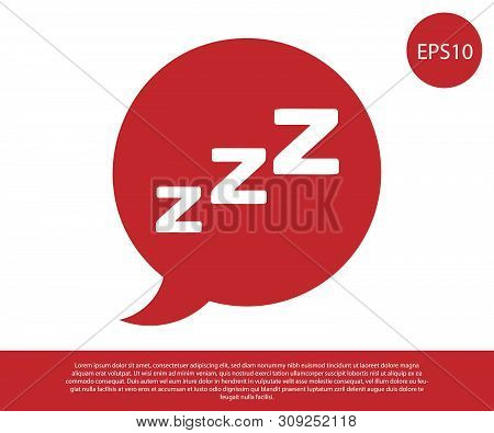 Red Speech Bubble With Snoring Icon Isolated On White Background. Concept Of Sleeping, Insomnia, Ala