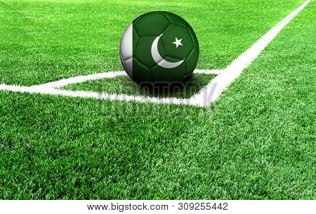 Soccer Ball On A Green Field, Flag Of Pakistan