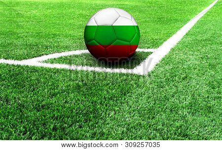 Soccer Ball On A Green Field, Flag Of Bulgaria
