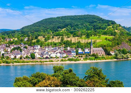Boppard Town Aerial Panoramic View From Gedeonseck Viewpoint. Boppard Is The Town In The Rhine Valle