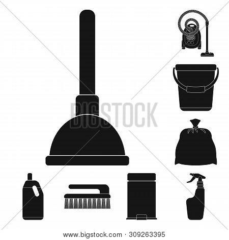 Vector Illustration Of Cleaning And Service Sign. Collection Of Cleaning And Household Vector Icon F