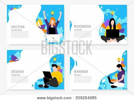 Brochure.stacks Of Coins. Career Growth. Vector Illustration. Business Concept. Work On The Internet