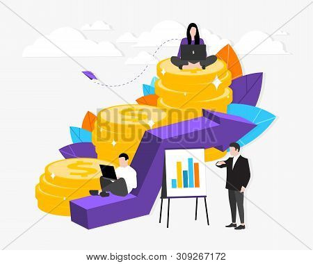 Vector Illustration.development, Team Work. Motivation. Move Up. Way To Success. Career Growth. The 