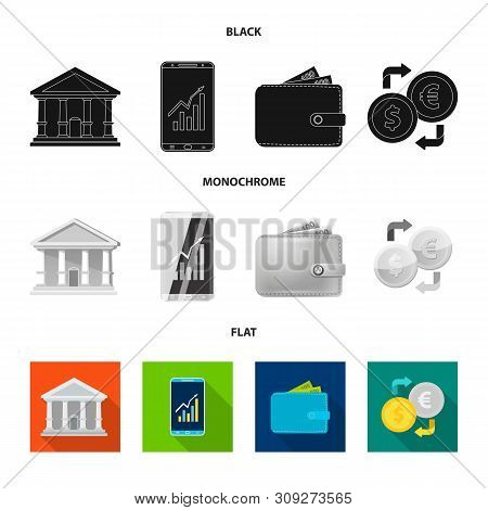 Isolated Object Of Bank And Money Icon. Set Of Bank And Bill Vector Icon For Stock.