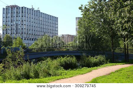 Novo-andreyevskiy Bridge Over The River Smolenka Saint Petersburg Russia July 2017