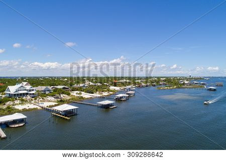 Aerial View Of Ono Island, Alabama And Perdido Key, Florida Beaches