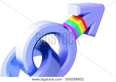 Set Of Gender Symbols With Lgbt Flag. 3d Illustration. Idea And Leadership Concep.