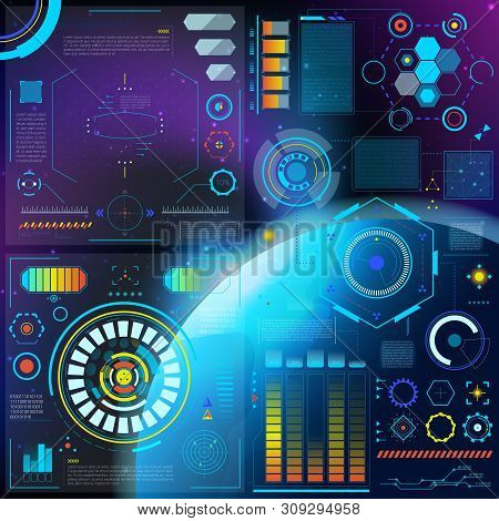 Interface Hud Dashboard Futuristic Interfaced Spacepanel With Interfacing Hologram Technology On Dig