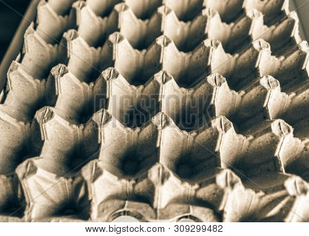 Open Empty Cardboard Egg Container Box, Farm Egg Tray Carton Grid Background, Egg Packaging of Product Protection
