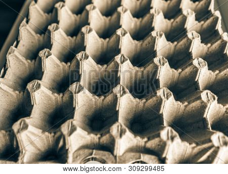 Open Empty Cardboard Egg Container Box, Farm Egg Tray Carton Grid Background, Egg Packaging of Product Protection
