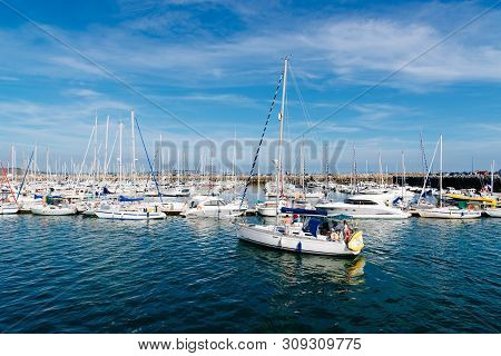 Morgat, France - August 4, 2018:  The Marina Of Morgat A Sunny Day Of Summer With Many Smalls Boats 