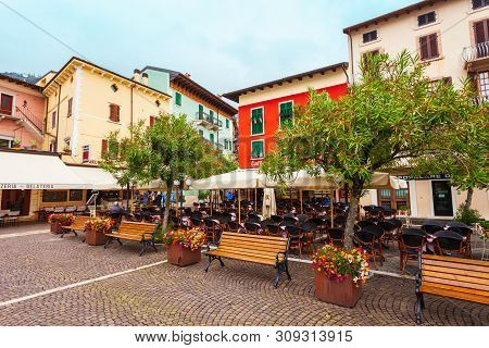 Malcesine, Italy - April 13, 2019: Malcesine Old Town On The Shore Of Lake Garda In Verona Province,