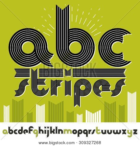 Set Of Ornate Vector Lowercase English Alphabet Letters Isolated. Trendy Bold Font, Script From A To