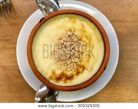 Turkish Dessert Rice Pudding Sutlac With Hazelnut Powder.