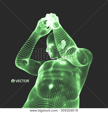 3d Model Of Man. Human Body. Design Element. Vector Illustration.
