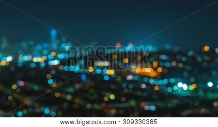 Blurred Abstract Bokeh Background Of San Francisco City Lights At Night