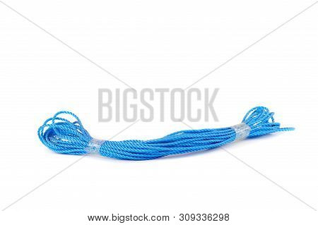 Bluel Plastic Rope On The White Background