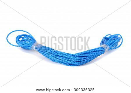 Bluel Plastic Rope On The White Background