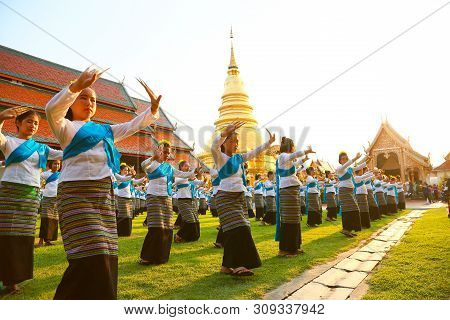 Chiang Mai, Thailand - 16 May 2016 : Thai Nail Dance At Chiang Mai Province. Thailand Culture By Wom