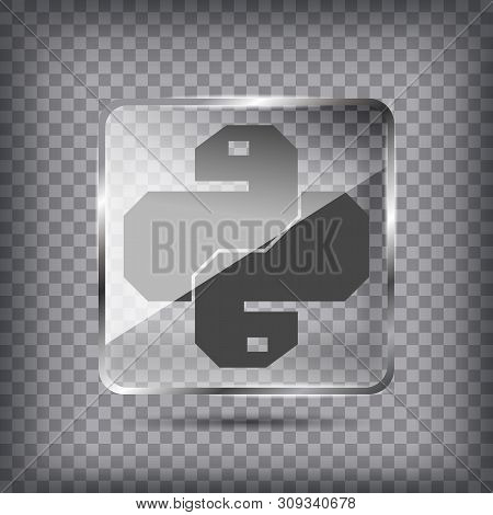 Flat Line Design Graphic Image Concept Of Transparency Glass Python Icon On Chequered Background. Tr