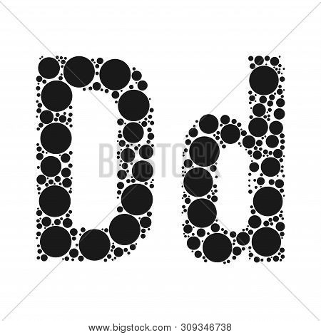 A Letter Of The Alphabet From Black Circles Laid Out By Mozayka. Vector Font Illustration.