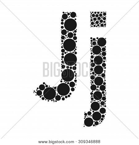 A Letter Of The Alphabet From Black Circles Laid Out By Mozayka. Vector Font Illustration.