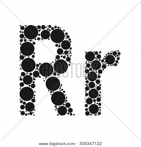A Letter Of The Alphabet From Black Circles Laid Out By Mozayka. Vector Font Illustration.