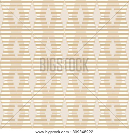 Geometric Seamless Pattern. Two Colors Beige And White. Vector Illustration