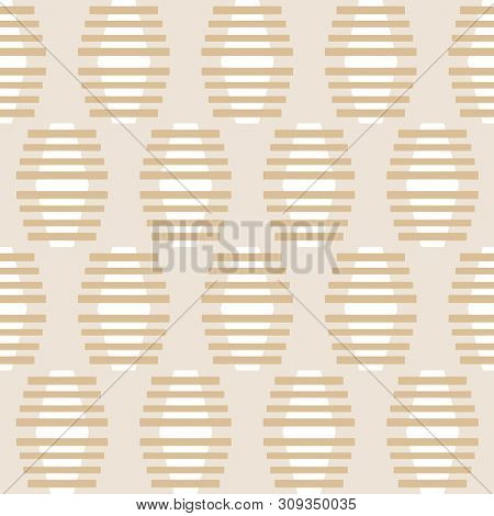 Geometric Seamless Pattern. Two Colors Beige And White. Vector Illustration