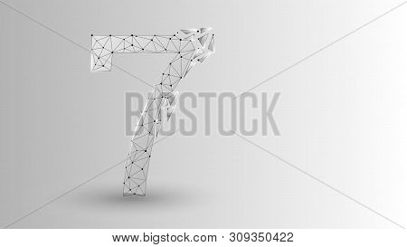 Number Seven 2d Low Poly Abstract Illustration Consisting Of Points, Lines, And Shapes In The Form O