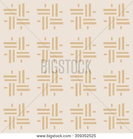 Geometric Seamless Pattern. Two Colors Beige And White. Vector Illustration