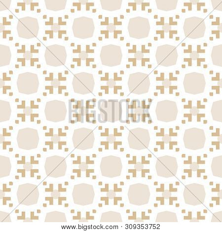 Geometric Seamless Pattern. Two Colors Beige And White. Vector Illustration