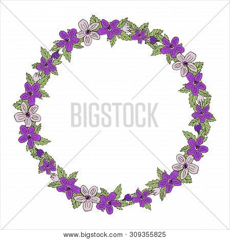 Invitation Card With Floral Wreath For Your Design