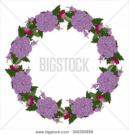 Invitation Card With Floral Wreath For Your Design