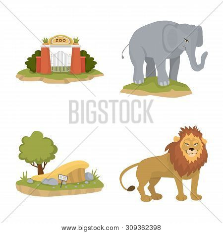Vector Design Of Zoo And Park Symbol. Set Of Zoo And Animal Vector Icon For Stock.