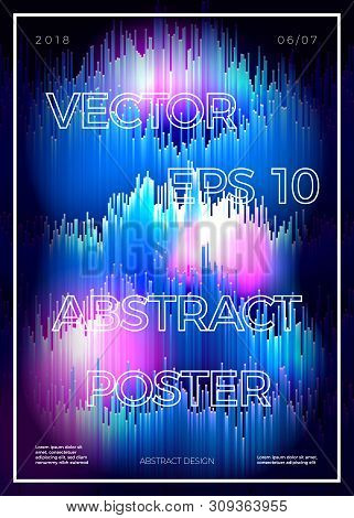Vector Abstract Poster Design Template With Glitched Bright Background.